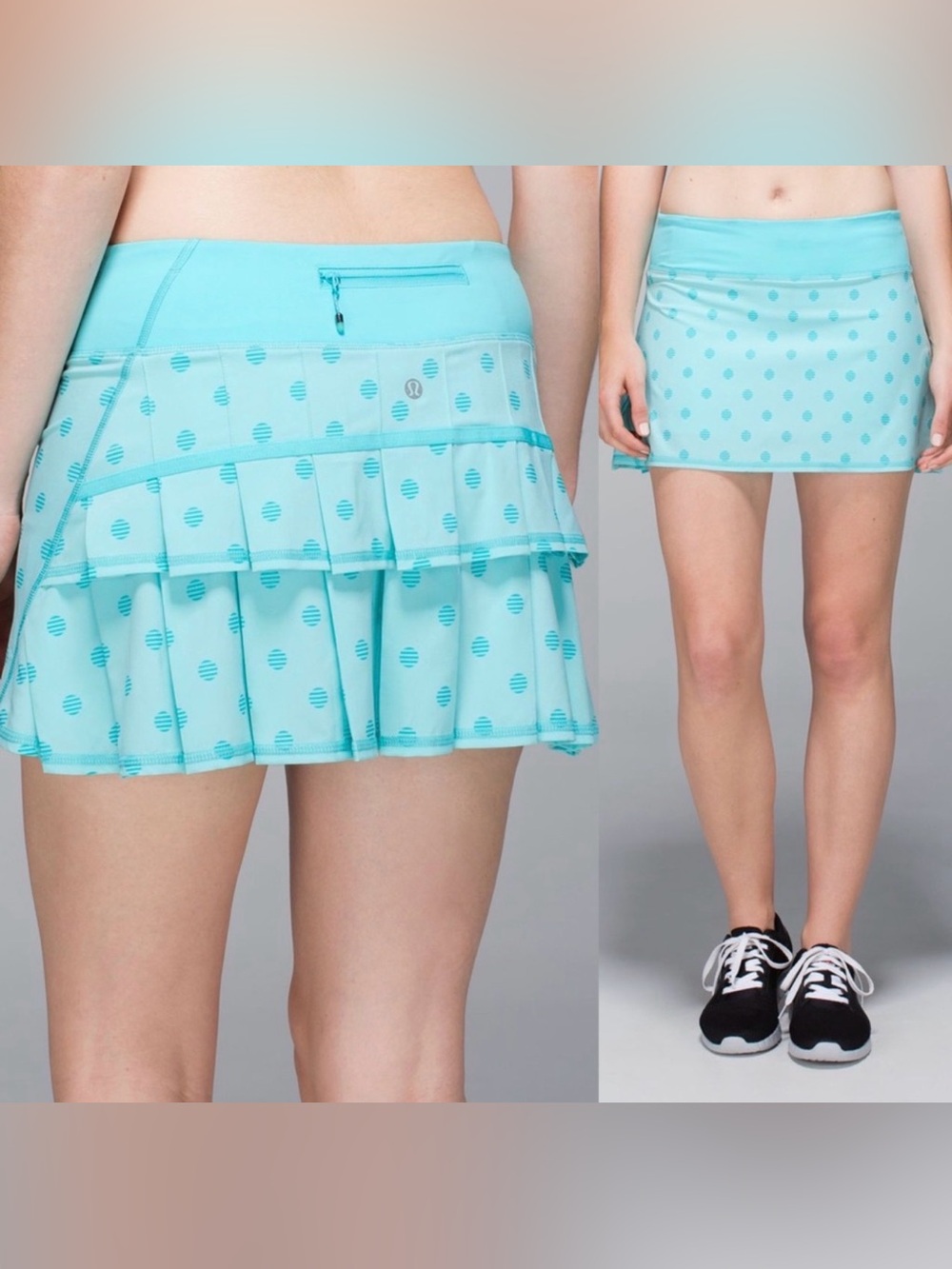 Lululemon Run: Pace Setter Skirt Stripe Dot Printed Angel Blue, Size 6